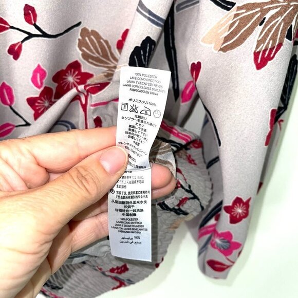 Pippa Asian Floral Print Blouse Womens Size 6 Elastic Waist Polyester Pullover - Picture 6 of 7